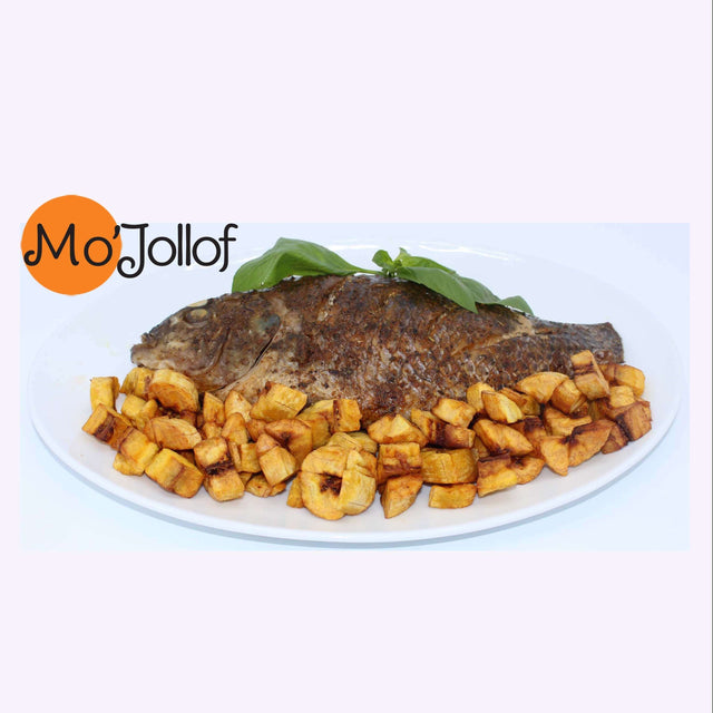 MoJollof Grilled Tilapia Fish and Fried plantain