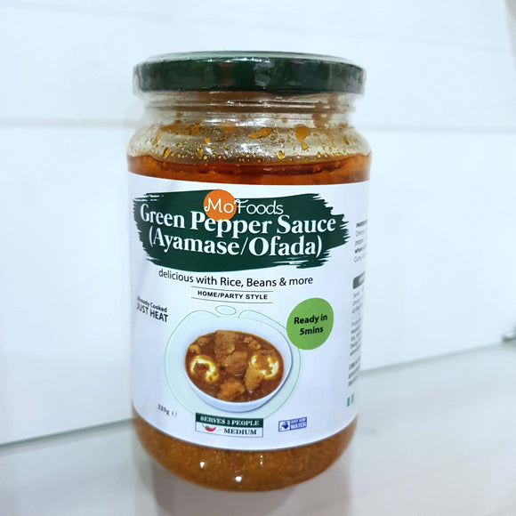 Jar of Ofada Ayamase Green Pepper Sauce by MoFoods UK